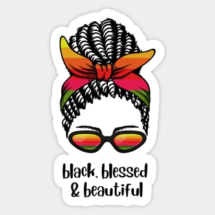 Playful Afro Black Woman Messy Bun Sticker